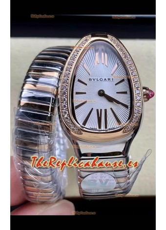 Bvlgari Edición Serpenti Reloj Caja Dos Tonos Dial Blanco en Calidad Espejo 1:1