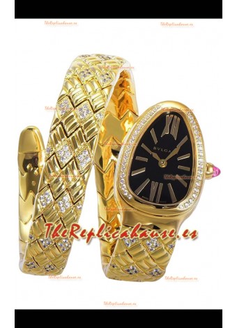 Bvlgari Edición Serpenti Edition Reloj Caja Oro Amarillo Dial Negro en Calidad Espejo 1:1
