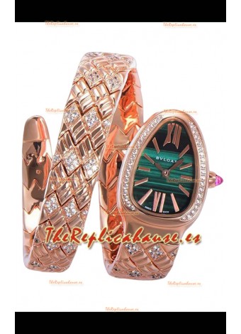 Bvlgari Edición Serpenti Edition Reloj Caja Oro Rosado Dial Verde en Calidad Espejo 1:1