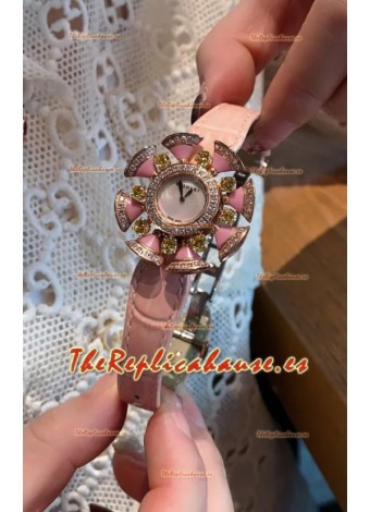 Reloj Bvlgari Edición Divas's Dream en Caja Oro Rosado - Bisel Pavimentado en Diamantes Réplica Suiza