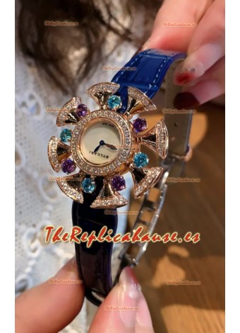 Reloj Bvlgari Edición Divas's Dream en Caja Oro Rosado - Bisel Pavimentado en Diamantes Réplica Suiza