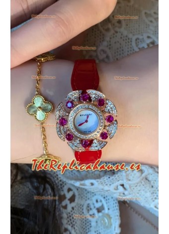 Reloj Bvlgari Edición Divas's Dream en Caja Oro Rosado - Bisel Pavimentado en Diamantes Réplica Suiza