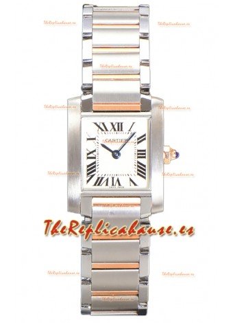 Cartier Tank Francaise Oro Rosado Dos Tonos Reloj Réplica Cuarzo Suizo 25.70MM