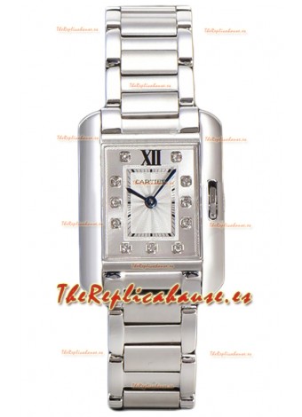 Cartier Tank Anglaise Reloj de Acero en Correa de Acero Reloj Suizo de Cuarzo 30MM 