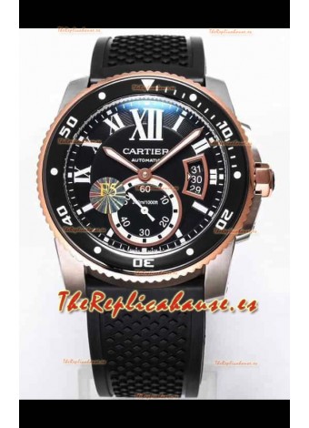 Calibre De Cartier Reloj 42MM Dial Negro Caja Acero Dos Tonos - Reloj Réplica Espejo 1:1