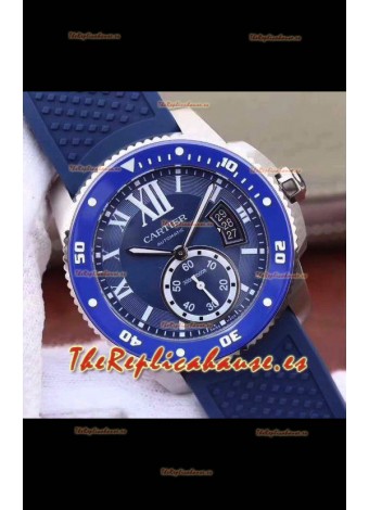 Calibre De Cartier Reloj 42MM Dial Azul Caja Acero - Reloj Réplica a Espejo 1:1