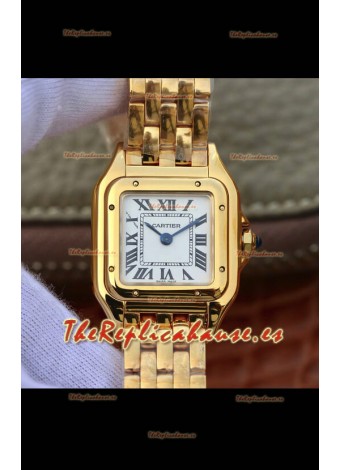 Cartier Edición PANTHERE Réplica a Espejo 1:1 Reloj Suizo Oro Amarillo Dial Blanco
