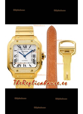 Cartier "Santos De Cartier" Mens XL Reloj Réplica a Espejo 1:1 Caja en Oro Amarillo