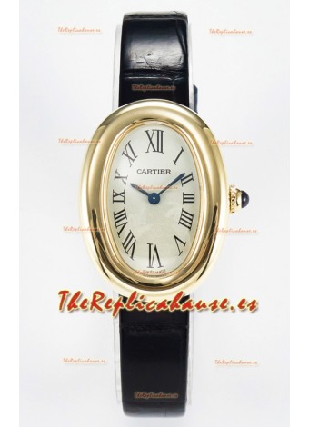 Cartier Baignoire Oro Amarillo Reloj Réplica Suizo Super Clone 1:1 Correa Negra