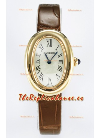 Cartier Baignoire Oro Amarillo Reloj Réplica Suizo Super Clone 1:1 Correa Marrón