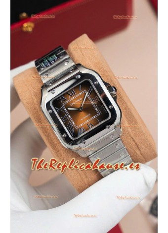 Cartier Santos De Cartier Acero 904L Dial Marrón Reloj Réplica Espejo 1:1 - 35MM Acero Inoxidable