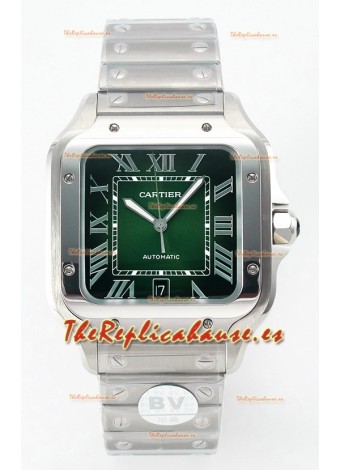 Cartier Santos De Cartier Acero 904L Dial Verde Super Clone Reloj Réplica 40MM