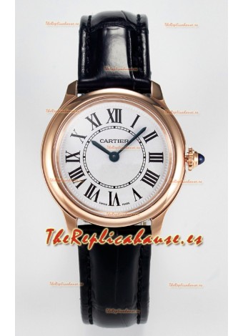 Ronde Louis Cartier Super Clone 29MM Reloj Oro Rosado en Movimiento de Cuarzo Suizo
