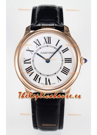 Ronde Louis Cartier Super Clone 36MM Reloj Oro Rosado en Movimiento de Cuarzo Suizo