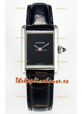 Tank Must Cartier Super Clone Edition 29MM Reloj en Caja Acero Dial Negro 
