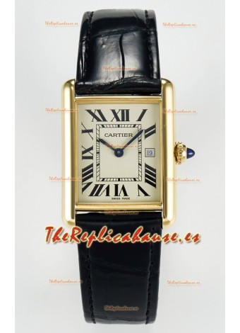 Tank Must Cartier Super Clone Edition 33.7 Reloj en Caja Oro Amarillo