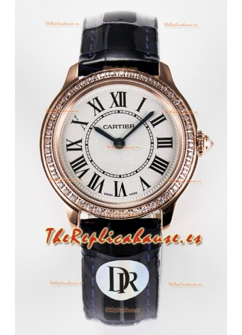Ronde Louis Cartier Super Clone 29MM Reloj Oro Rosado en Movimiento de Cuarzo Suizo