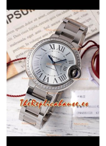 Ballon De Cartier Reloj Suizo Automático Dial Acero Calidad Espejo 33MM en Acero Inoxidable 