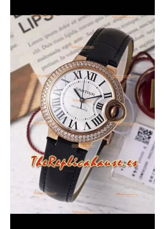 Ballon De Cartier Reloj Suizo Automático Calidad Espejo 1:1 33MM chapado en Oro Rosado