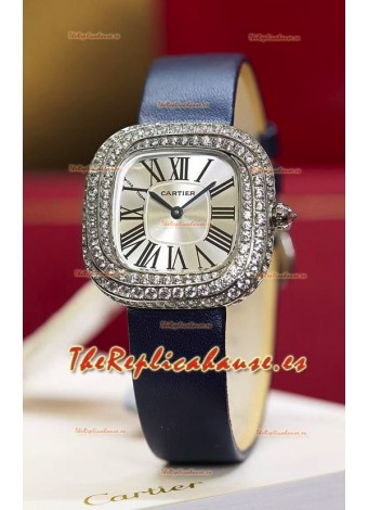 Reloj Coussin De Cartier Acero Reloj Réplica Suizo Correa Azul