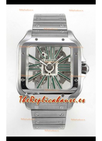 Santos De Cartier Reloj Super Clone Dial Skeleton Caja Acero Inoxidable