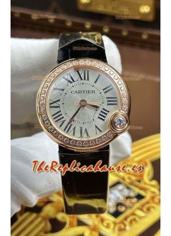 Ballon Blanc De Cartier Cuarzo Suizo Reloj Réplica en Caja Oro Rosado
