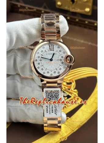 Ballon De Cartier Cuarzo Suizo Calidad Espejo 1:1 33MM en Oro Rosado