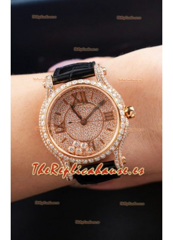 Reloj Chopard Happy Edición Diamantes Moissanitas Super Clone Cuarzo