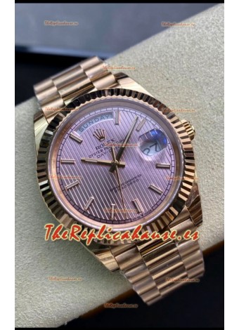 Rolex Day Date 40MM M228235-0005 1:1 Oro Rosado Dial Champange Reloj Réplica a Espejo 1:1