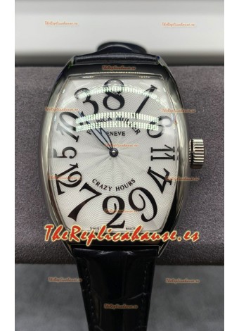 Franck Muller Crazy Hours Suizo Automático Reloj Super Clone Réplica en Dial Blanco