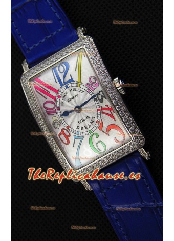 Franck Muller Long Island Color Dreams Ladies Reloj Réplica Suizo - Correa color Azul