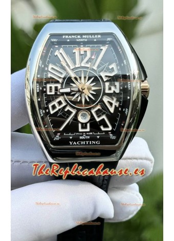 Franck Muller Super Clone Vanguard V45 Yachting Reloj Acero Inoxidable Dial Negro