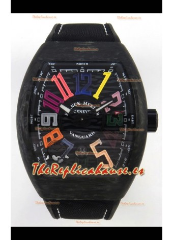 Franck Muller Super Clone Vanguard V45 Racing Carbono con Correa de Nylon