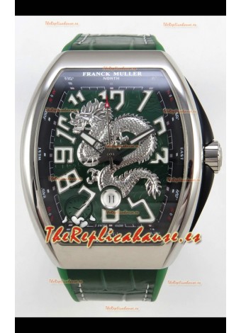 Franck Muller Vanguard Super Clone Yachting Dragon V45 Dial Verde Caja Acero Inoxidable