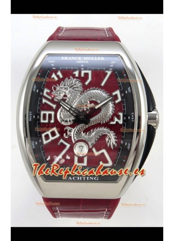 Franck Muller Vanguard Super Clone Yachting Dragon V45 Dial Rojo Caja Acero Inoxidable