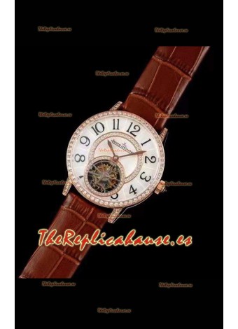 Jaeger LeCoultre RENDEZ-VOUZ Tourbillon Reloj Réplica Suizo calidad Espejo 1:1 en Caja de Oro Rosado