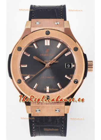 Hublot Super Clone Classic Fusion Rose Gold 38MM Reloj Réplica Espejo 1:1 Dial Gris