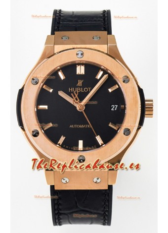 Hublot Super Clone Classic Fusion Rose Gold 38MM Reloj Réplica Espejo 1:1 Dial Negro
