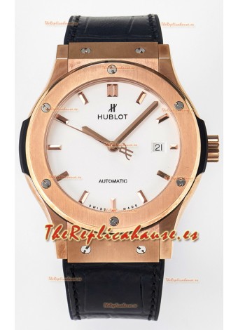Hublot Super Clone Classic Fusion Rose Gold 42MM Reloj Réplica Espejo 1:1 Dial Blanco