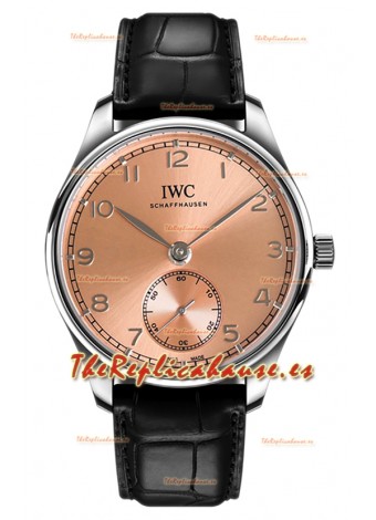 IWC Portugieser Automático 40 IW358313 Dial Rosado Acero Inoxidable Reloj Réplica Espejo 1:1 
