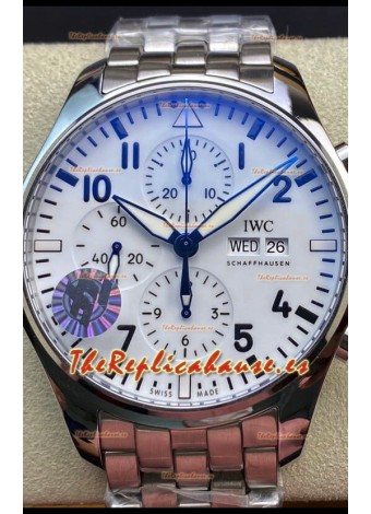 IWC Pilot Chronograph Edition Dial Blanco Caja Acero 904L Reloj Réplica a Espejo 1:1