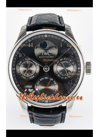 IWC Super Clone Portuguese Perpetual Calendar Caja Acero Dial Blanco Reloj Réplica