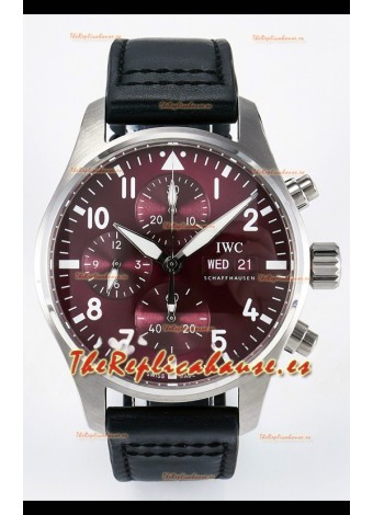 IWC Super Clone Pilot Cronógrafo Edition Dial Rojo Leather Reloj Réplica Suizo