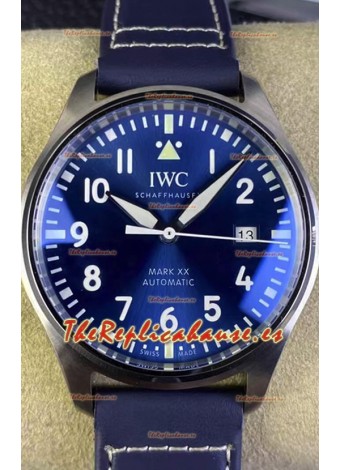 IWC Pilot MARK XX Series IW328203 Reloj Réplica Suizo a Espejo 1:1 en Dial Azul y Correa de Piel
