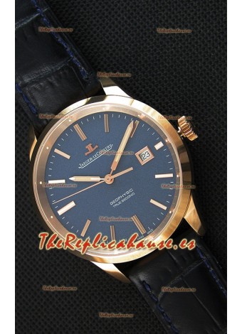 Jaeger LeCoultre Geophysic True Second Reloj Réplica Suizo en Oro Rosado Dial en color Azul