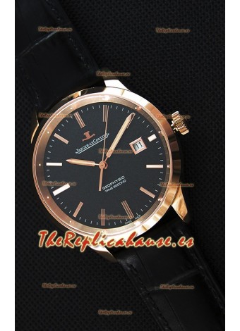 Jaeger LeCoultre Geophysic True Second Reloj Réplica Suizo en Oro Rosado Dial en color Negro