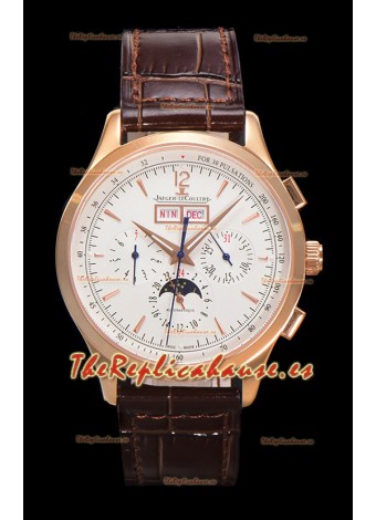 Jaeger LeCoultre Master Control Cronógrafo Calendar Oro Rosado Reloj Réplica Suizo