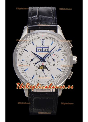 Jaeger LeCoultre Master Control Cronógrafo Calendar Caja Acero Dial Blanco Watch 
