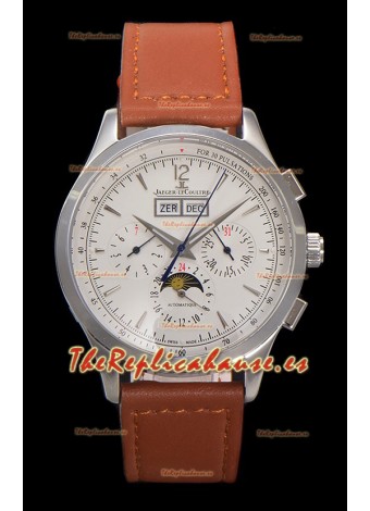 Jaeger LeCoultre Master Control Cronógrafo Calendar Caja Acero Dial Blanco Watch 