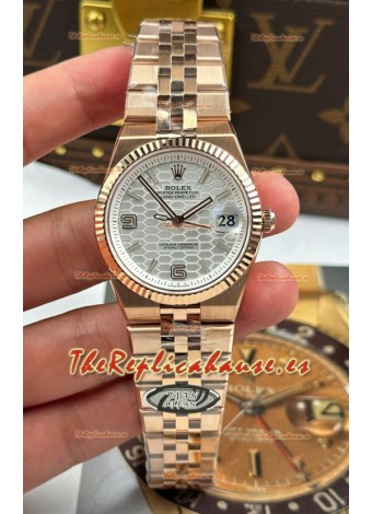 Rolex Land-Dweller 127235 Acero Diseño Panal Abeja Oro Rosado 36MM Reloj Réplica Suizo